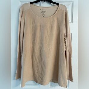 Chico's Tan Faux Suede Long Sleeve Top